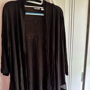 EUC! LOGO by Lori Goldstein Duster Cardigan w/ chiffon hem. 1XP Black